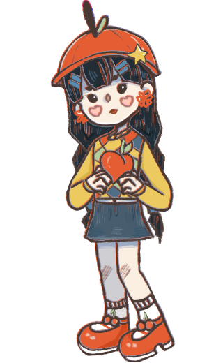 ykwa wearing an apple hat and holding an apple